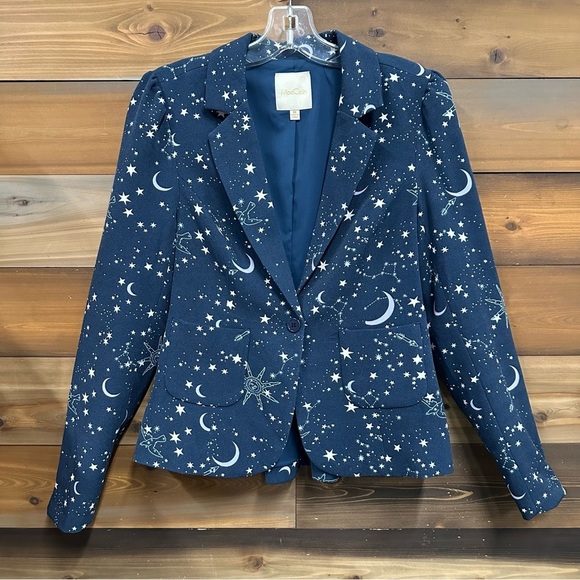 Stargazing Splendor blue ModCloth stars constellation print womens blazer Medium - Picture 4 of 16